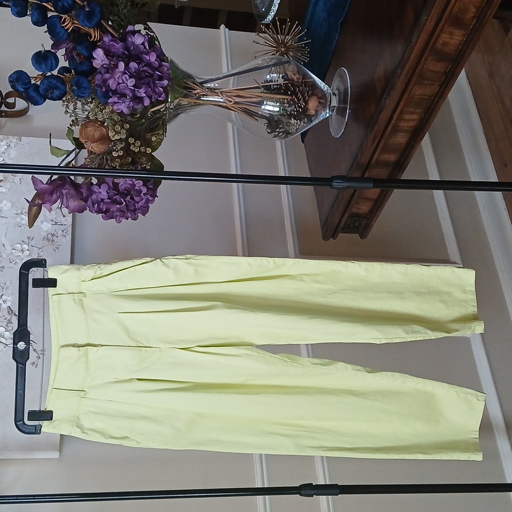 Lime High Waisted Cotton Pleated Pants By Forever 21. Size S - Picture 4 of 17